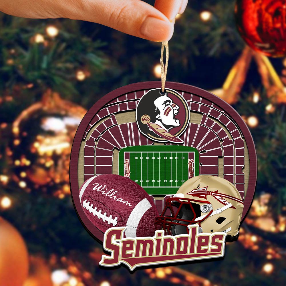 Alternative view of Florida State Seminoles 2 Layered Wooden Ornament 2024 Version Personalized Your Name, Sport Stadium Ornament, Sport Gifts ETHY-52116