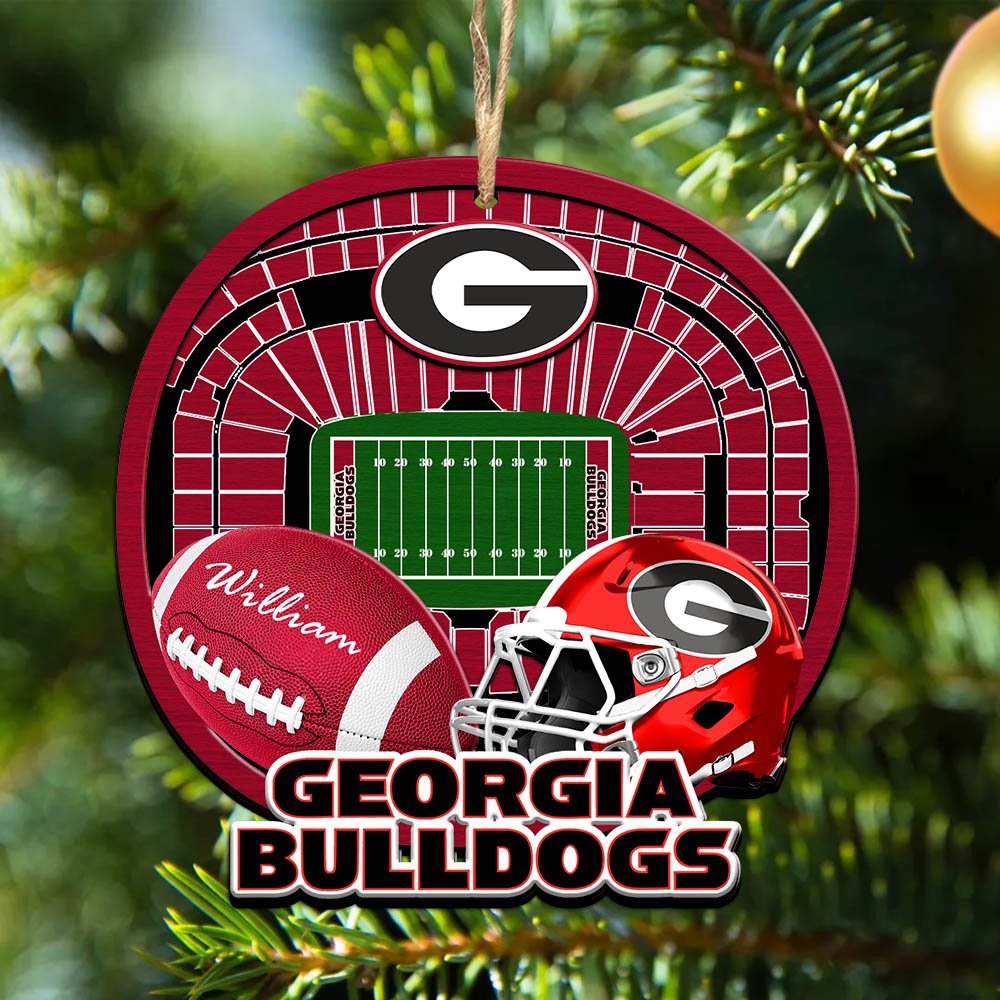 Georgia Bulldogs 2 Layered Wooden Ornament 2024 Version Personalized Your Name, Sport Stadium Ornament, Sport Gifts ETHY-52116