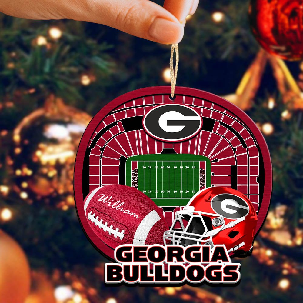 Alternative view of Georgia Bulldogs 2 Layered Wooden Ornament 2024 Version Personalized Your Name, Sport Stadium Ornament, Sport Gifts ETHY-52116