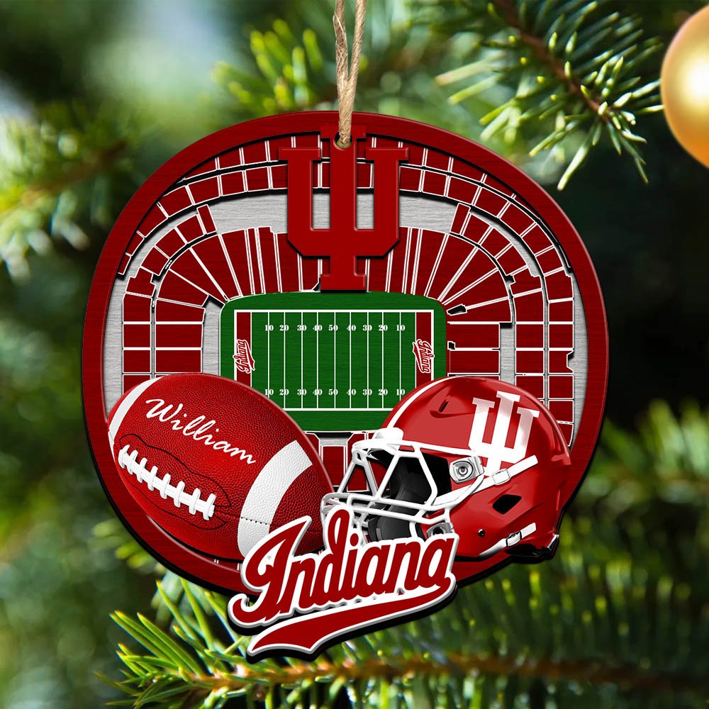 Indiana Hoosiers 2 Layered Wooden Ornament 2024 Version Personalized Your Name, Sport Stadium Ornament, Sport Gifts ETHY-52116