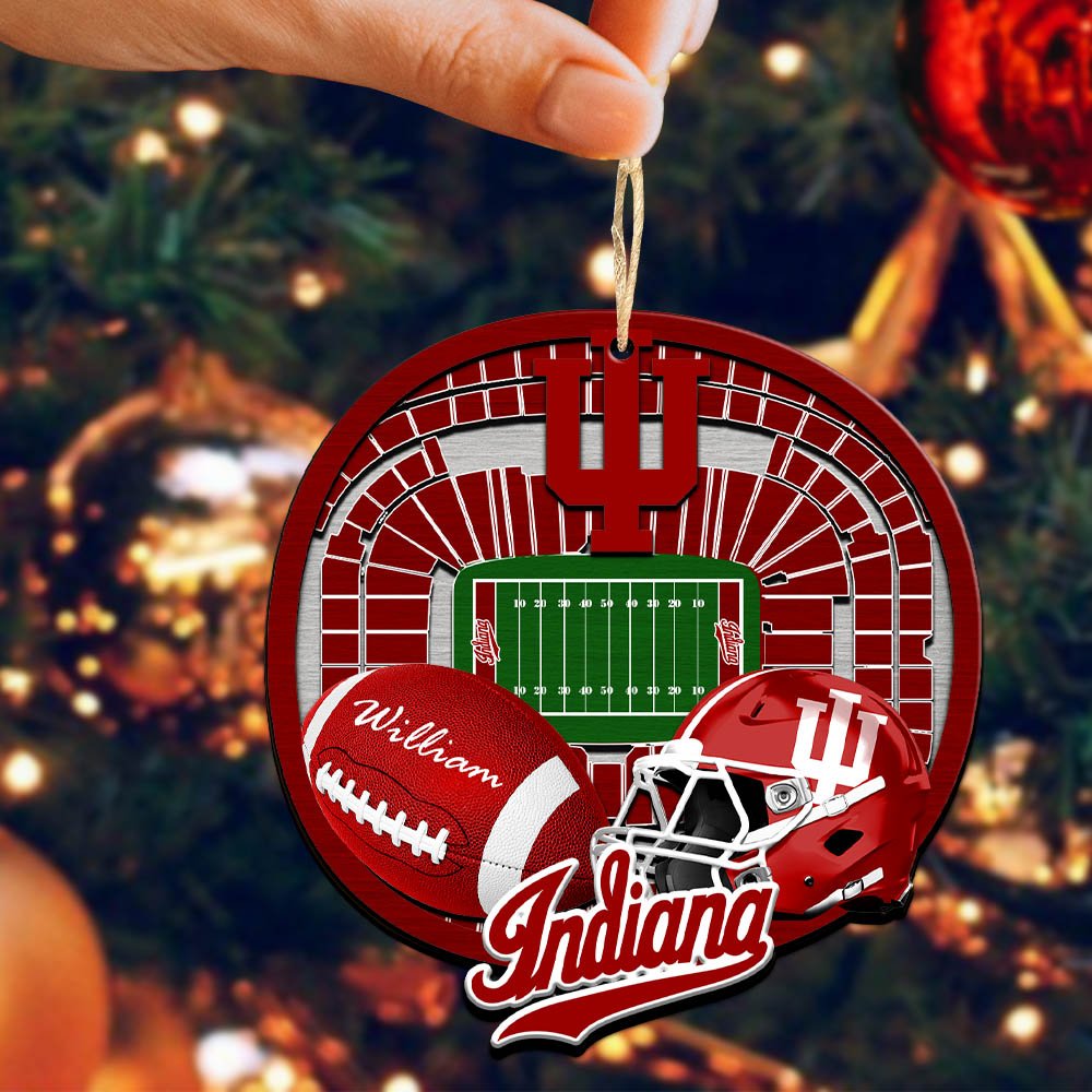 Alternative view of Indiana Hoosiers 2 Layered Wooden Ornament 2024 Version Personalized Your Name, Sport Stadium Ornament, Sport Gifts ETHY-52116