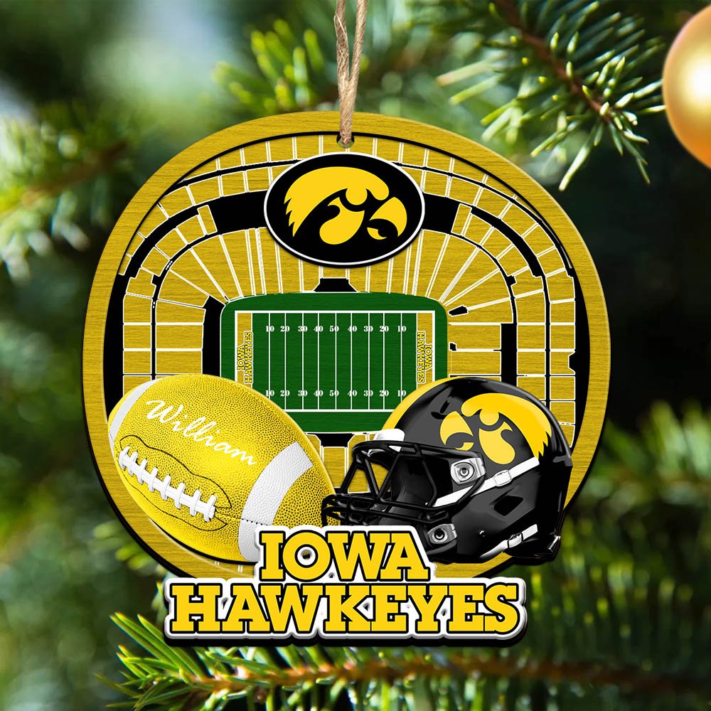 Iowa Hawkeyes 2 Layered Wooden Ornament 2024 Version Personalized Your Name, Sport Stadium Ornament, Sport Gifts ETHY-52116