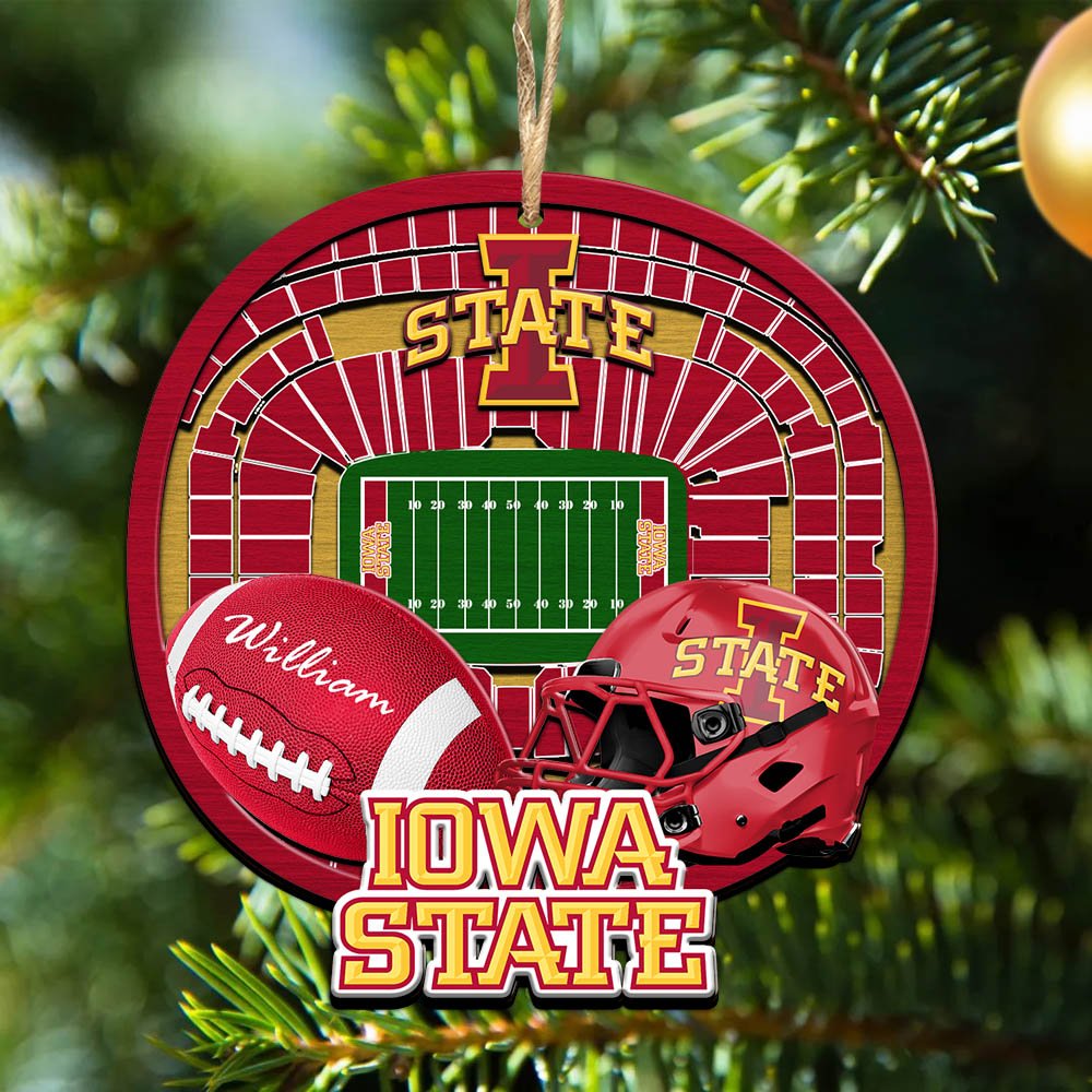 Iowa State Cyclones 2 Layered Wooden Ornament 2024 Version Personalized Your Name, Sport Stadium Ornament, Sport Gifts ETHY-52116