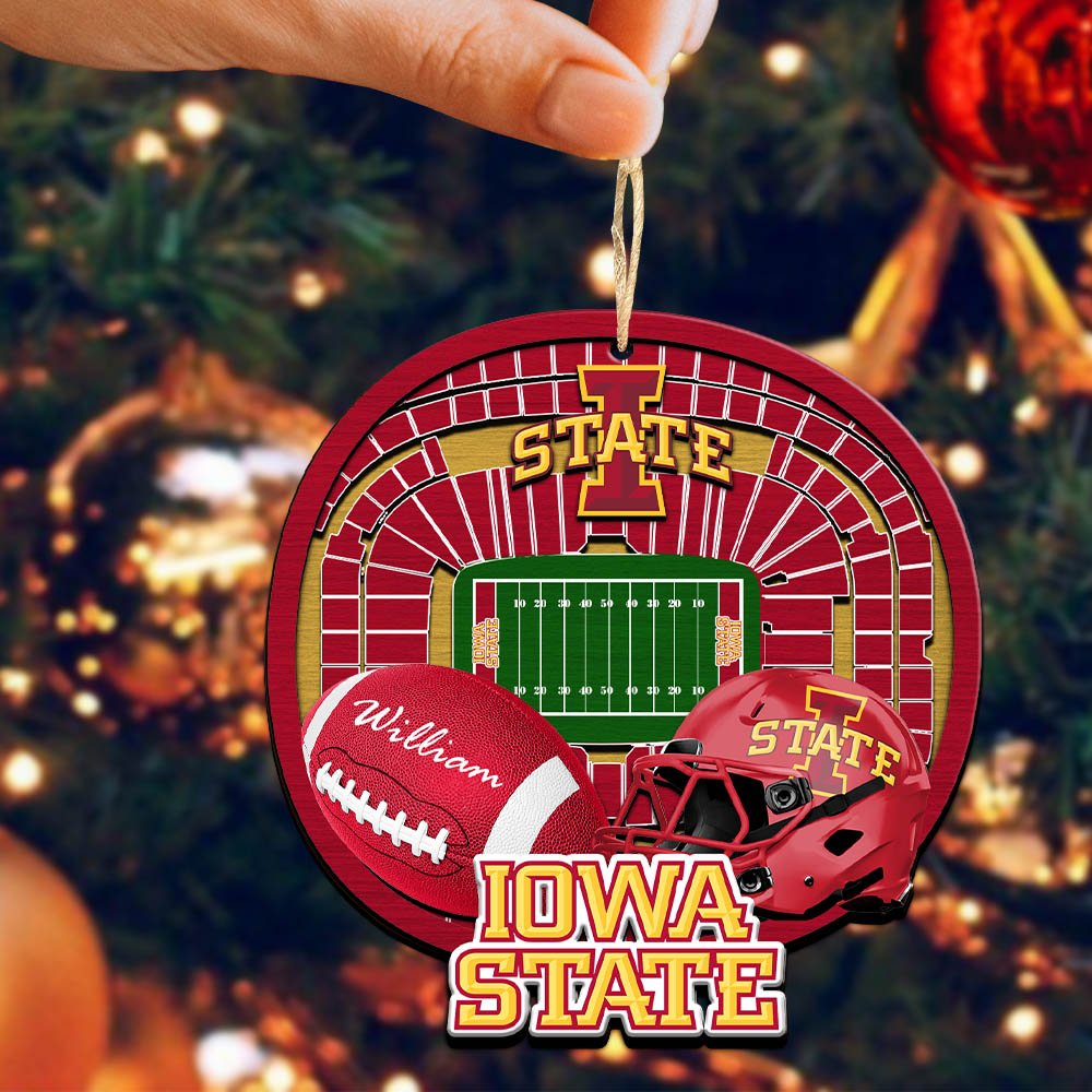Alternative view of Iowa State Cyclones 2 Layered Wooden Ornament 2024 Version Personalized Your Name, Sport Stadium Ornament, Sport Gifts ETHY-52116