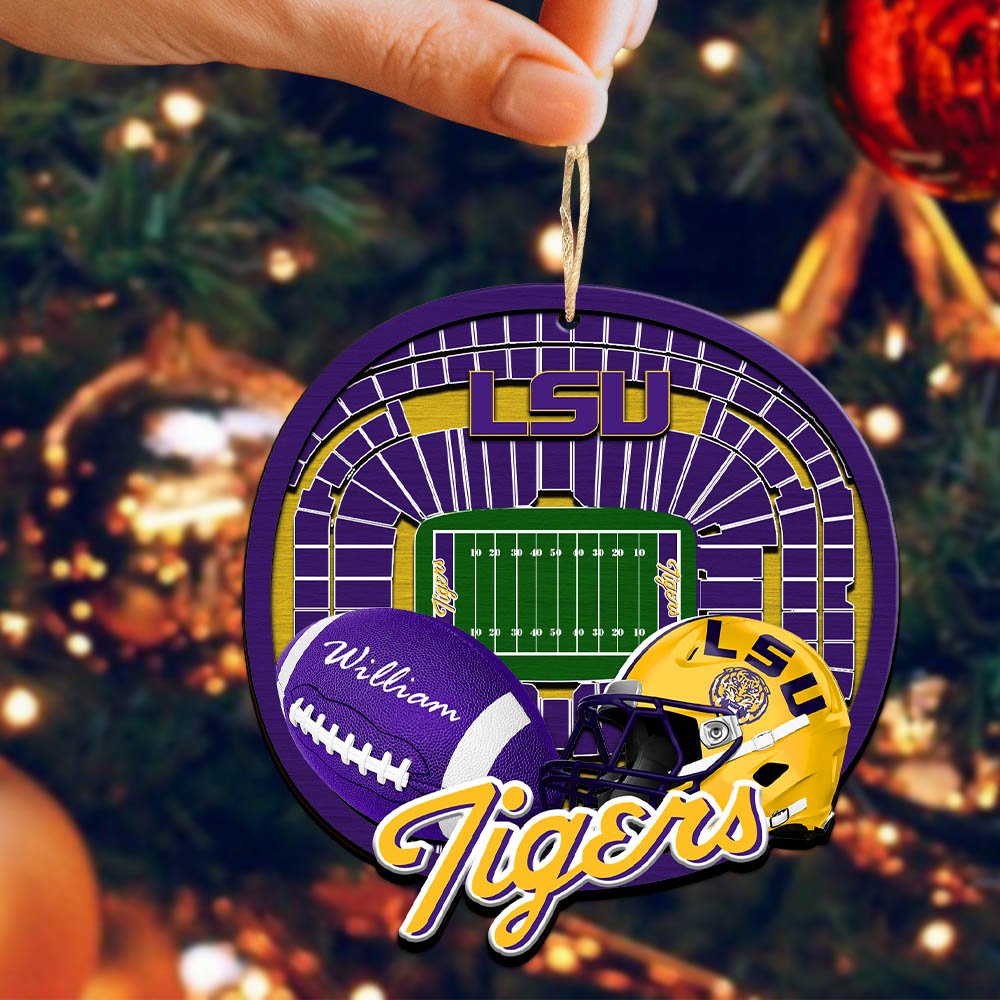 Alternative view of LSU TIGERS 2 Layered Wooden Ornament 2024 Version Personalized Your Name, Sport Stadium Ornament, Sport Gifts ETHY-52116