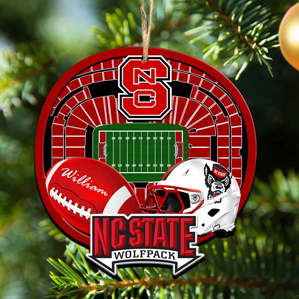 NC State Wolfpack 2 Layered Wooden Ornament 2024 Version Personalized Your Name, Sport Stadium Ornament, Sport Gifts ETHY-52116