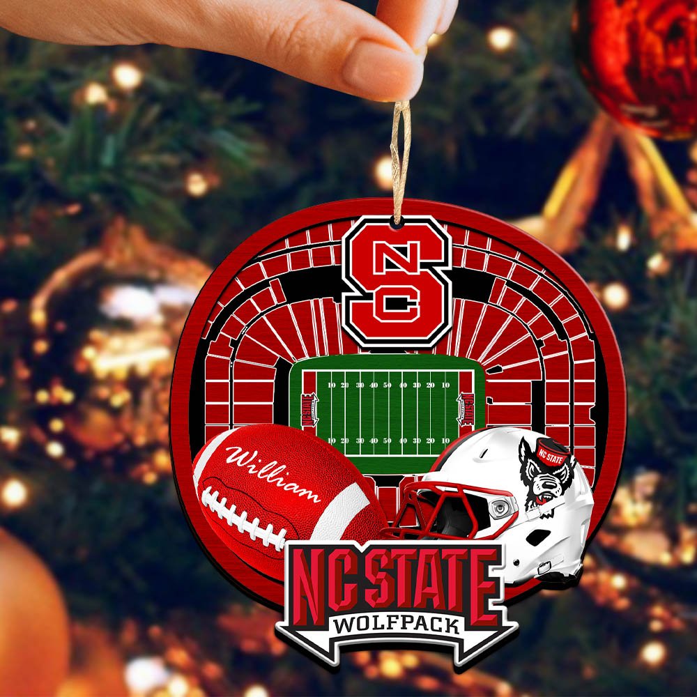 Alternative view of NC State Wolfpack 2 Layered Wooden Ornament 2024 Version Personalized Your Name, Sport Stadium Ornament, Sport Gifts ETHY-52116