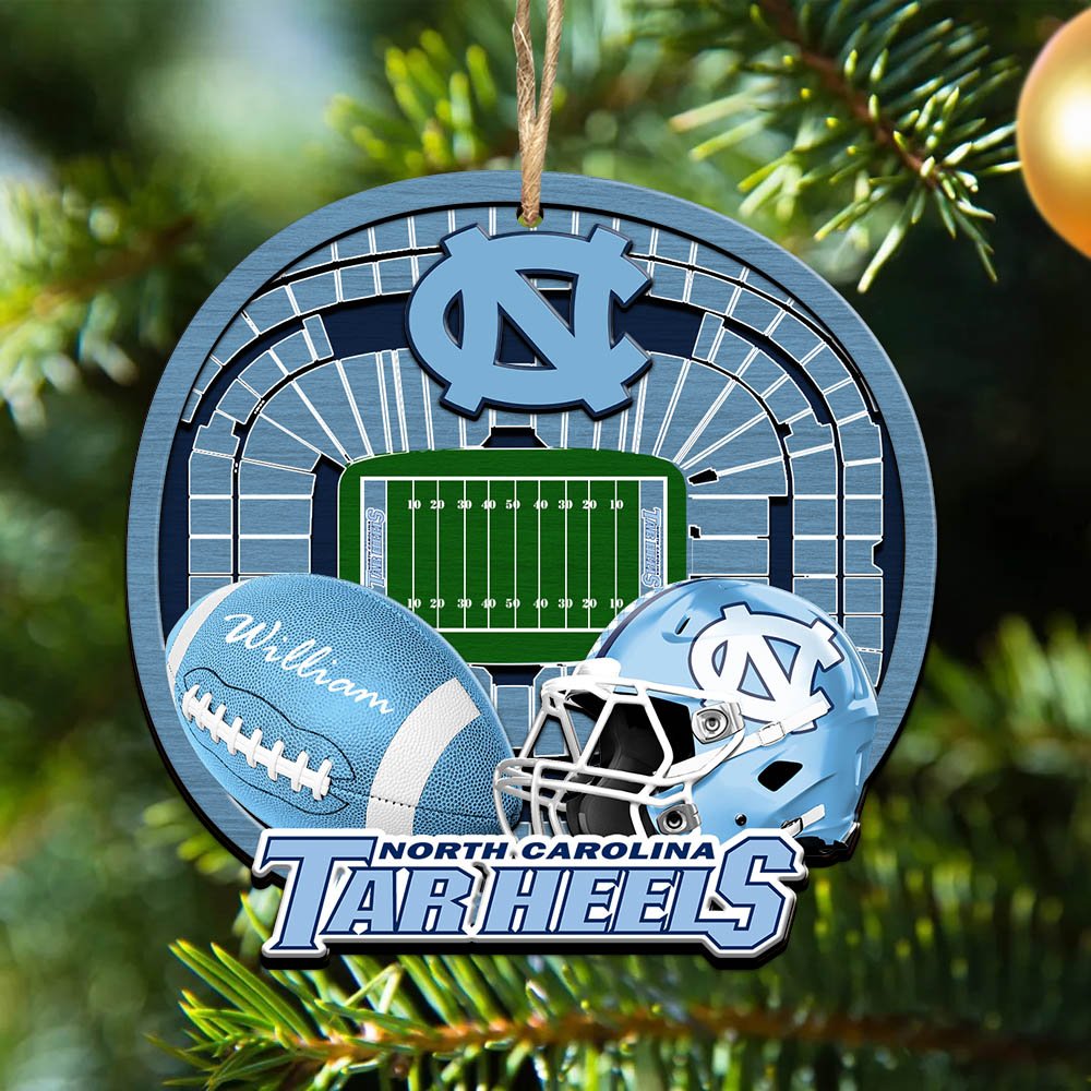 North Carolina Tar Heels 2 Layered Wooden Ornament 2024 Version Personalized Your Name, Sport Stadium Ornament, Sport Gifts ETHY-52116