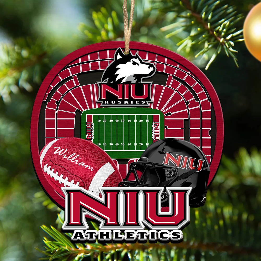 Northern Illinois Huskies 2 Layered Wooden Ornament 2024 Version Personalized Your Name, Sport Stadium Ornament, Sport Gifts ETHY-52116