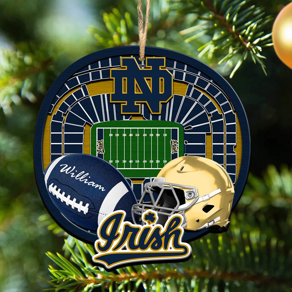 Notre Dame Fighting Irish 2 Layered Wooden Ornament 2024 Version Personalized Your Name, Sport Stadium Ornament, Sport Gifts ETHY-52116
