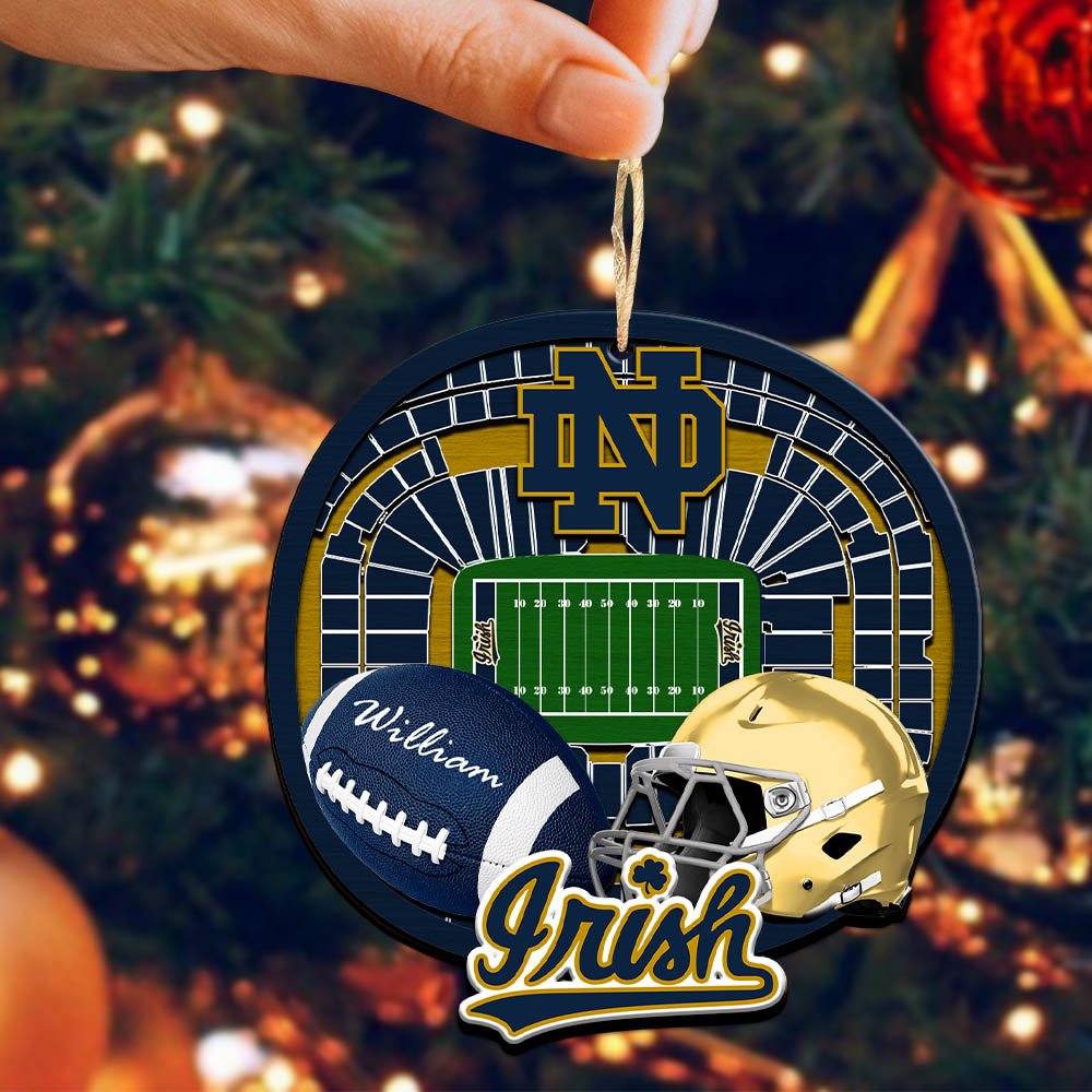 Alternative view of Notre Dame Fighting Irish 2 Layered Wooden Ornament 2024 Version Personalized Your Name, Sport Stadium Ornament, Sport Gifts ETHY-52116