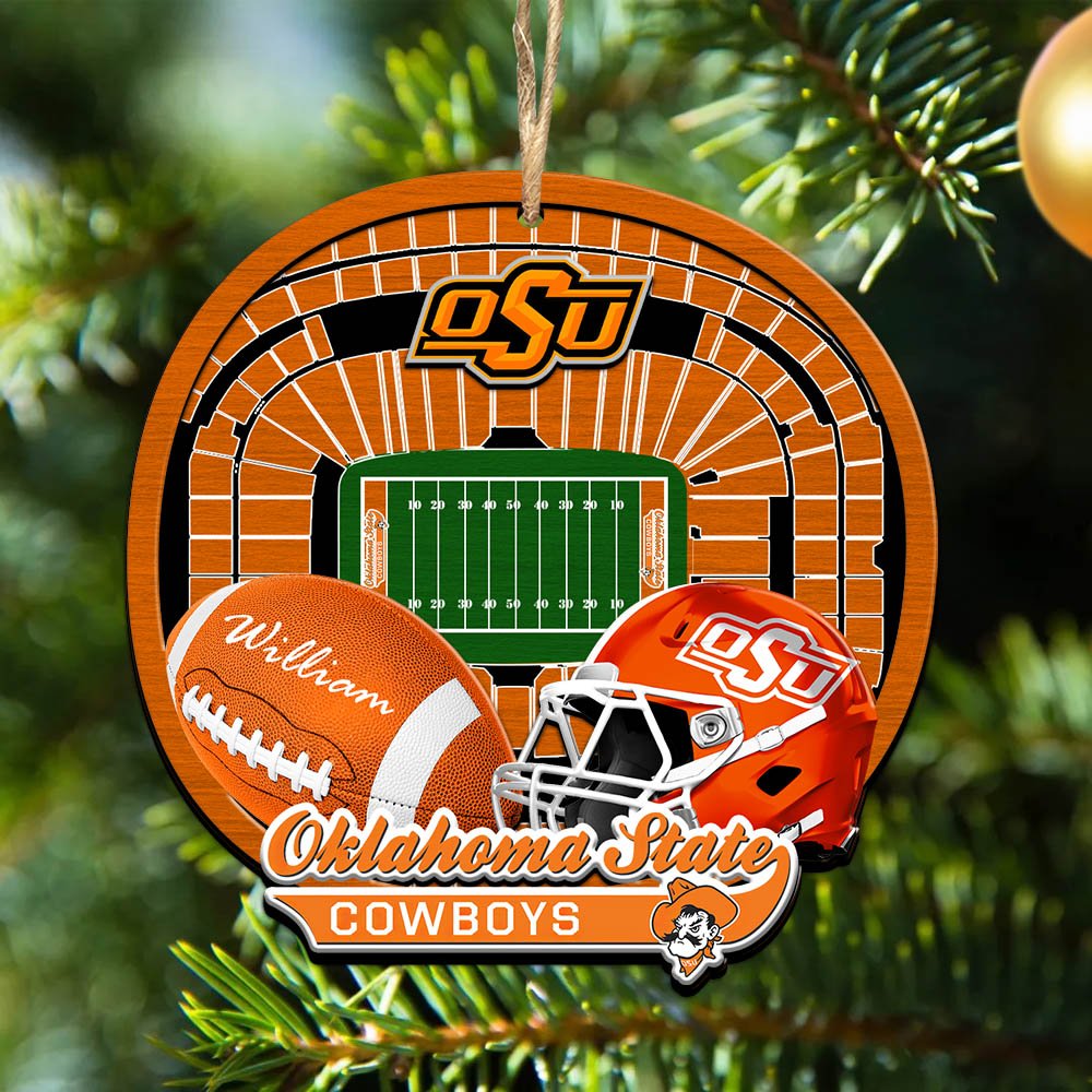 Oklahoma State Cowboys 2 Layered Wooden Ornament 2024 Version Personalized Your Name, Sport Stadium Ornament, Sport Gifts ETHY-52116