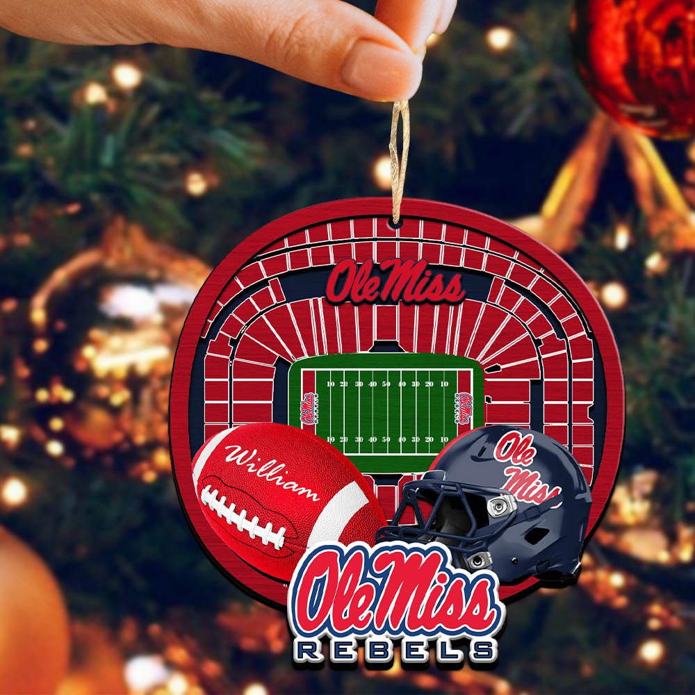 Alternative view of Ole Miss Rebels 2 Layered Wooden Ornament 2024 Version Personalized Your Name, Sport Stadium Ornament, Sport Gifts ETHY-52116