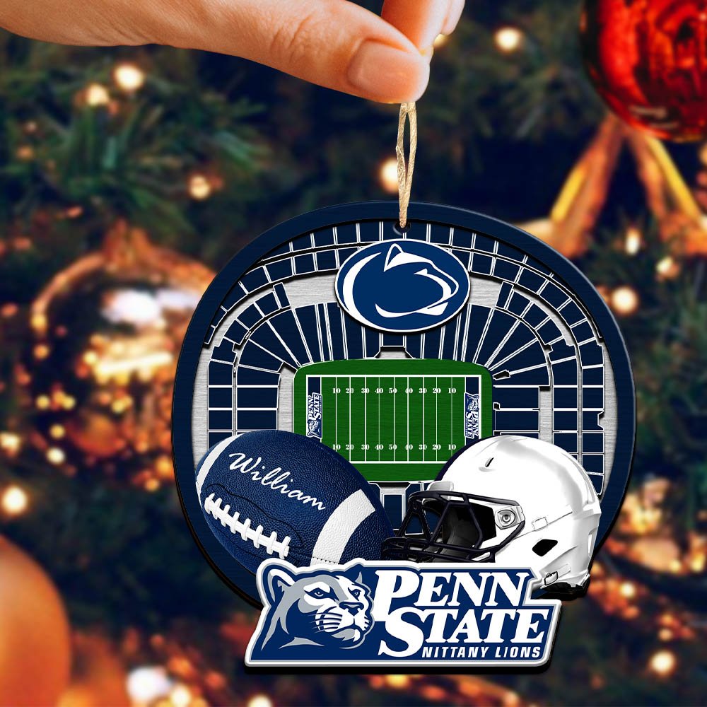Alternative view of Penn State Nittany Lions 2 Layered Wooden Ornament 2024 Version Personalized Your Name, Sport Stadium Ornament, Sport Gifts ETHY-52116