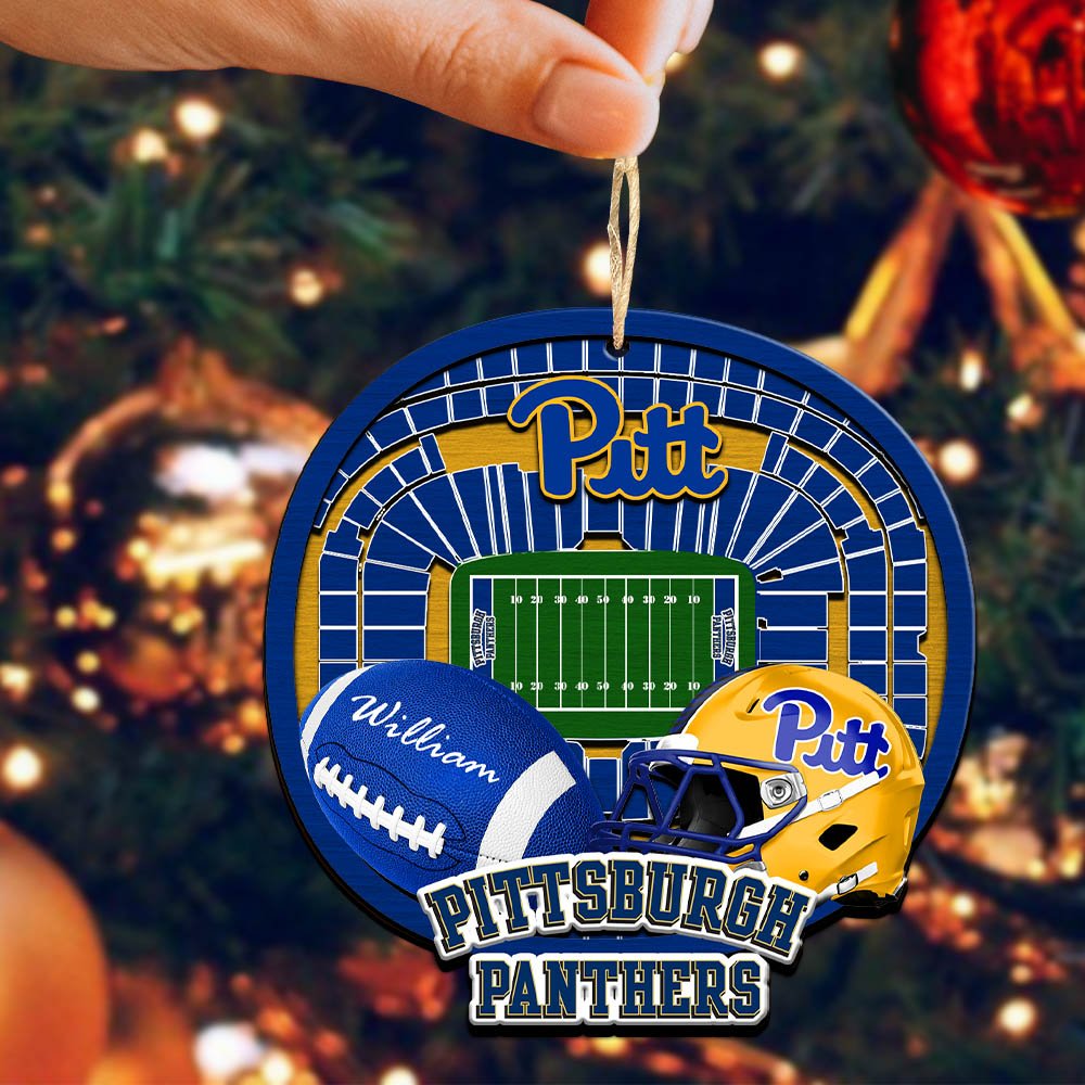 Alternative view of Pittsburgh Panthers 2 Layered Wooden Ornament 2024 Version Personalized Your Name, Sport Stadium Ornament, Sport Gifts ETHY-52116