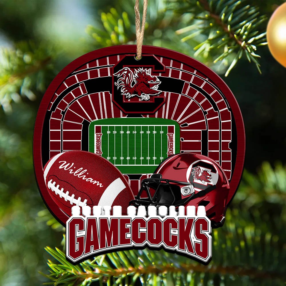 South Carolina Gamecocks 2 Layered Wooden Ornament 2024 Version Personalized Your Name, Sport Stadium Ornament, Sport Gifts ETHY-52116