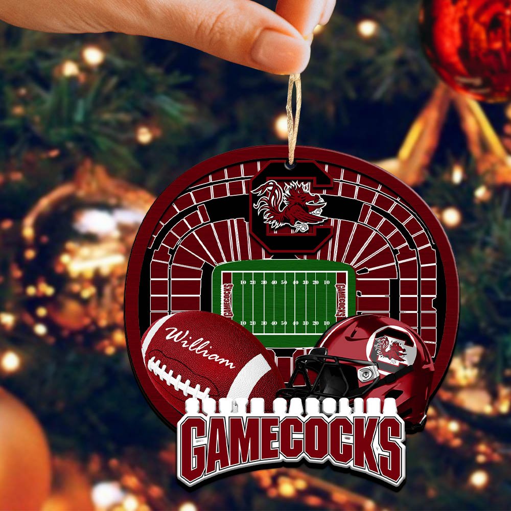 Alternative view of South Carolina Gamecocks 2 Layered Wooden Ornament 2024 Version Personalized Your Name, Sport Stadium Ornament, Sport Gifts ETHY-52116