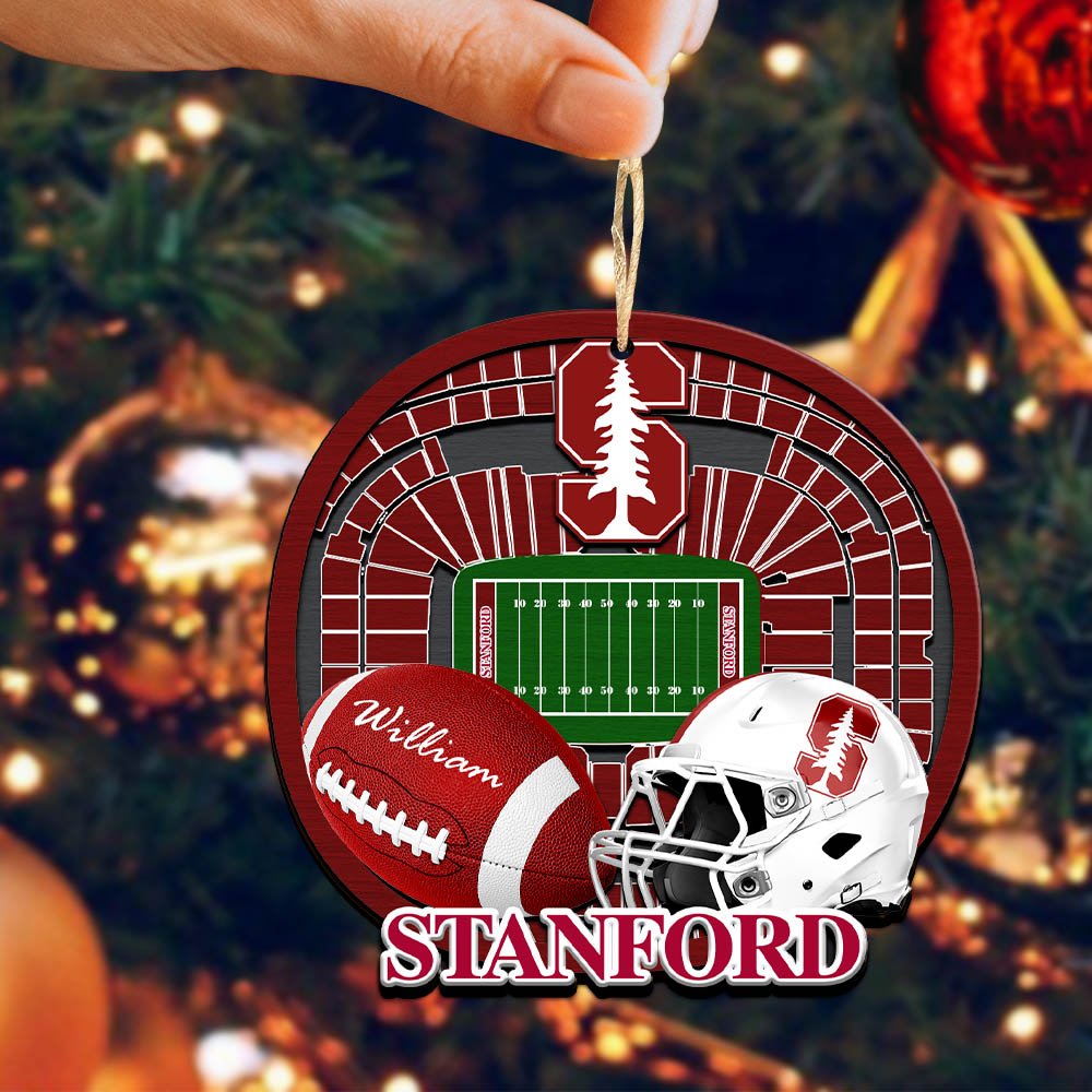 Alternative view of Stanford Cardinal 2 Layered Wooden Ornament 2024 Version Personalized Your Name, Sport Stadium Ornament, Sport Gifts ETHY-52116