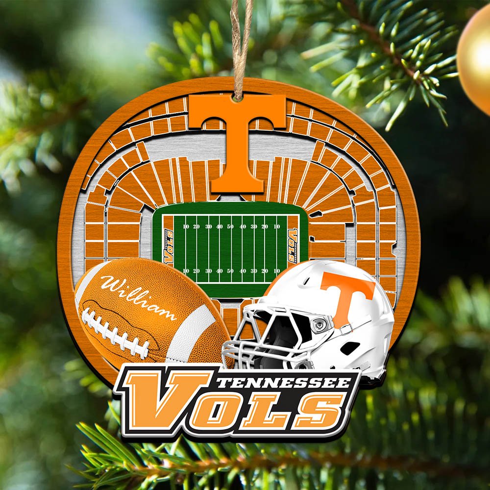 Tennessee Volunteers 2 Layered Wooden Ornament 2024 Version Personalized Your Name, Sport Stadium Ornament, Sport Gifts ETHY-52116