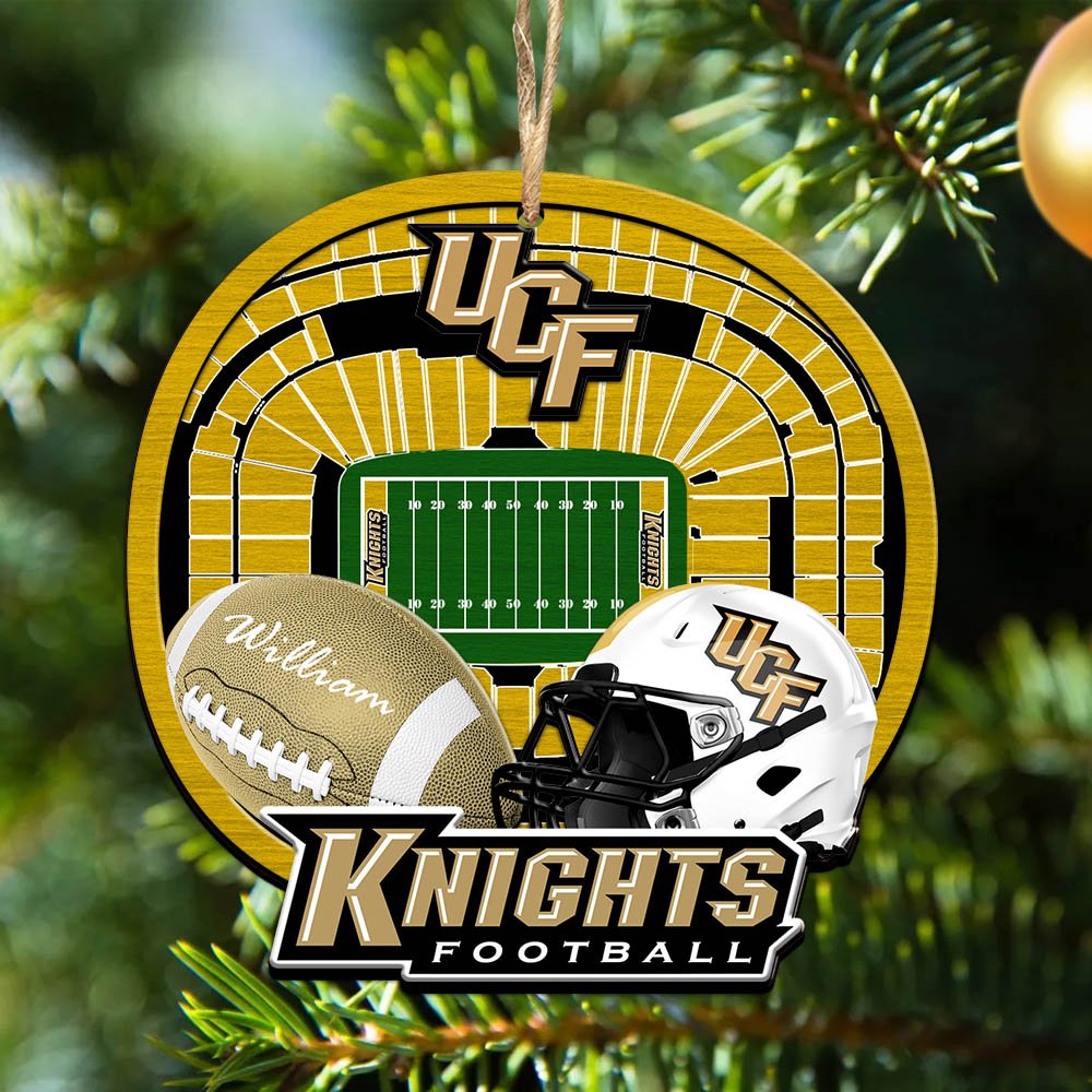 UCF Knights 2 Layered Wooden Ornament 2024 Version Personalized Your Name, Sport Stadium Ornament, Sport Gifts ETHY-52116