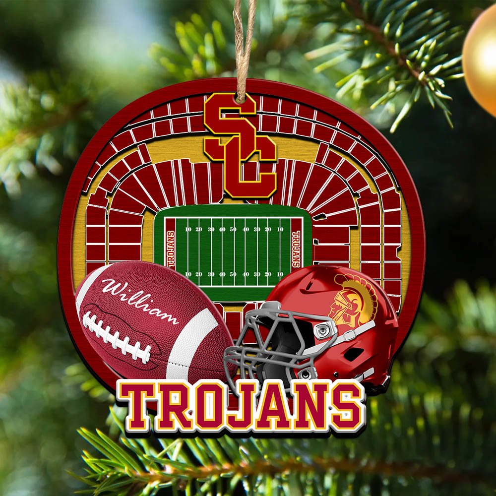 USC Trojans 2 Layered Wooden Ornament 2024 Version Personalized Your Name, Sport Stadium Ornament, Sport Gifts ETHY-52116
