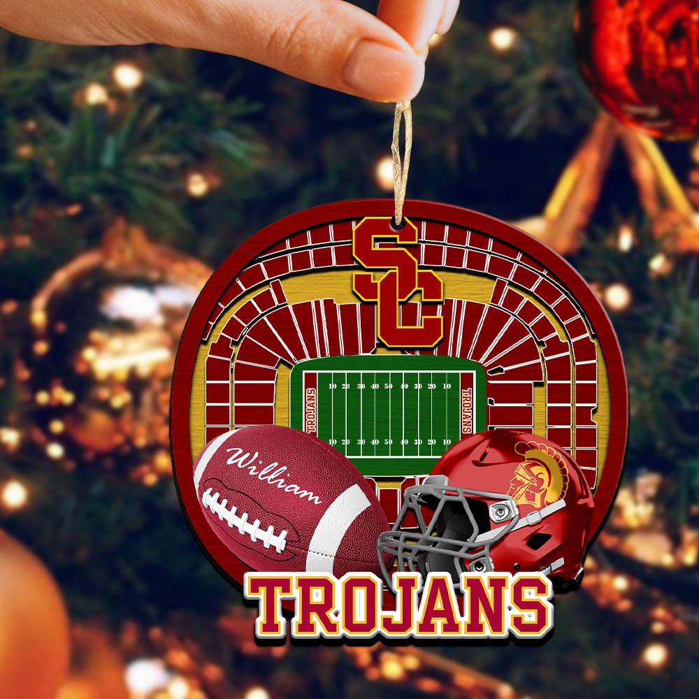 Alternative view of USC Trojans 2 Layered Wooden Ornament 2024 Version Personalized Your Name, Sport Stadium Ornament, Sport Gifts ETHY-52116