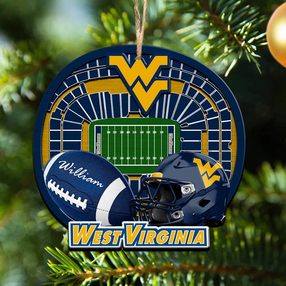 West Virginia Mountaineers 2 Layered Wooden Ornament 2024 Version Personalized Your Name, Sport Stadium Ornament, Sport Gifts ETHY-52116