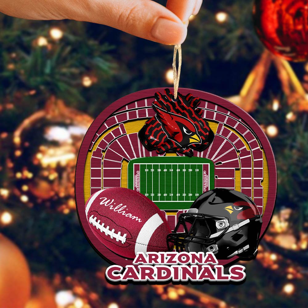 Alternative view of Arizona Cardinals 2 Layered Wooden Ornament 2024 Version Personalized Your Name, Sport Stadium Ornament, Sport Gifts ETHY-52116