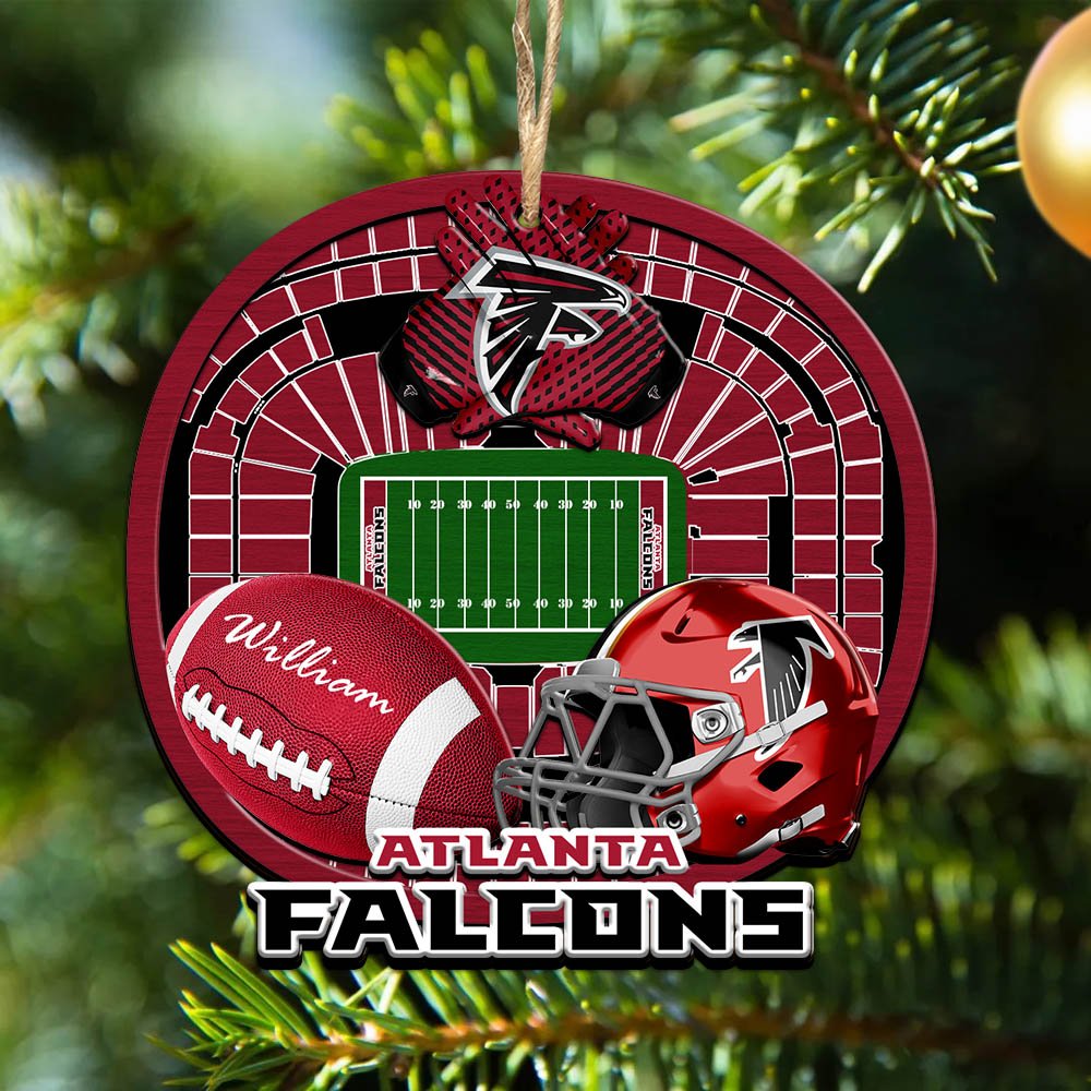 Atlanta Falcons 2 Layered Wooden Ornament 2024 Version Personalized Your Name, Sport Stadium Ornament, Sport Gifts ETHY-52116