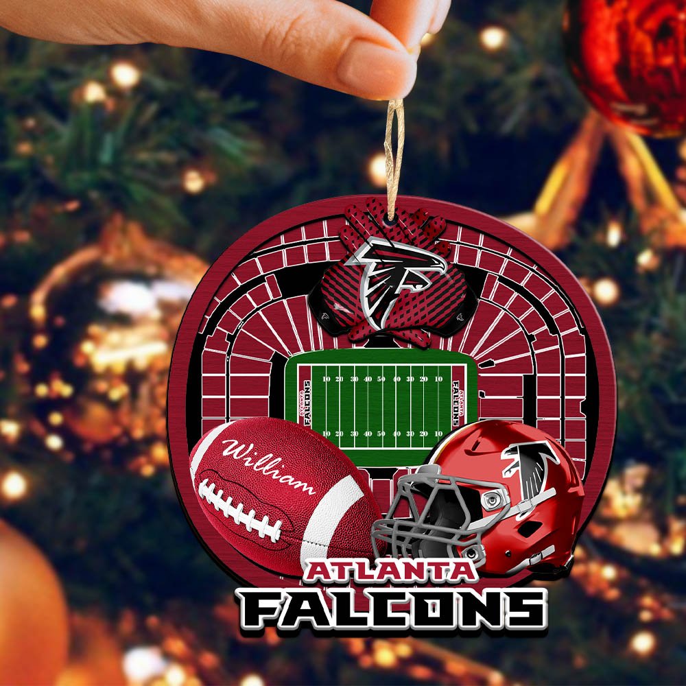 Alternative view of Atlanta Falcons 2 Layered Wooden Ornament 2024 Version Personalized Your Name, Sport Stadium Ornament, Sport Gifts ETHY-52116