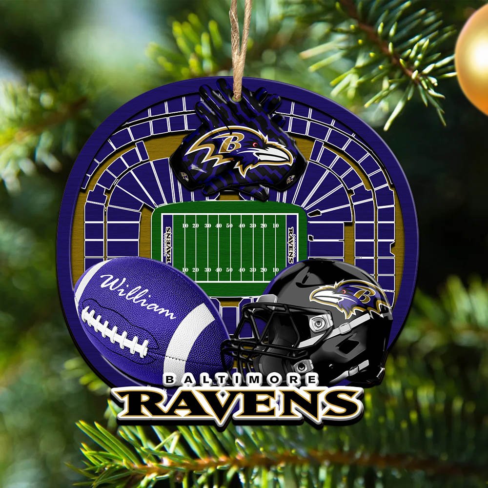 Baltimore Ravens 2 Layered Wooden Ornament 2024 Version Personalized Your Name, Sport Stadium Ornament, Sport Gifts ETHY-52116