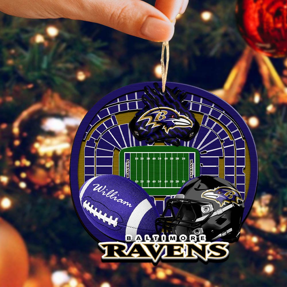 Alternative view of Baltimore Ravens 2 Layered Wooden Ornament 2024 Version Personalized Your Name, Sport Stadium Ornament, Sport Gifts ETHY-52116
