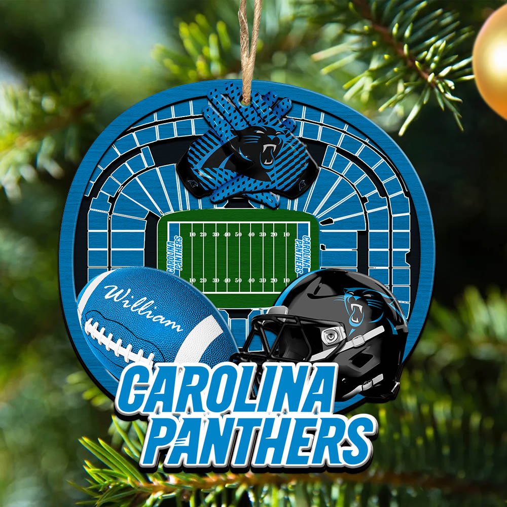 Carolina Panthers 2 Layered Wooden Ornament 2024 Version Personalized Your Name, Sport Stadium Ornament, Sport Gifts ETHY-52116