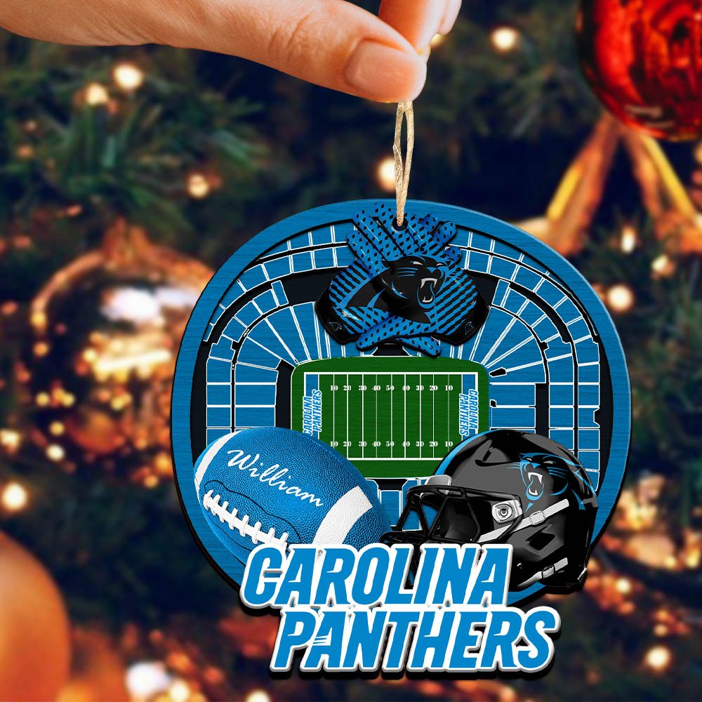 Alternative view of Carolina Panthers 2 Layered Wooden Ornament 2024 Version Personalized Your Name, Sport Stadium Ornament, Sport Gifts ETHY-52116
