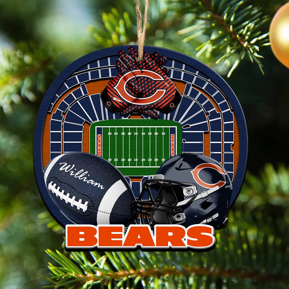Chicago Bears 2 Layered Wooden Ornament 2024 Version Personalized Your Name, Sport Stadium Ornament, Sport Gifts ETHY-52116