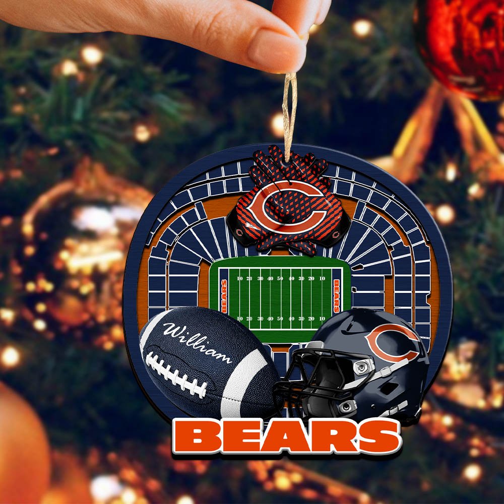 Alternative view of Chicago Bears 2 Layered Wooden Ornament 2024 Version Personalized Your Name, Sport Stadium Ornament, Sport Gifts ETHY-52116