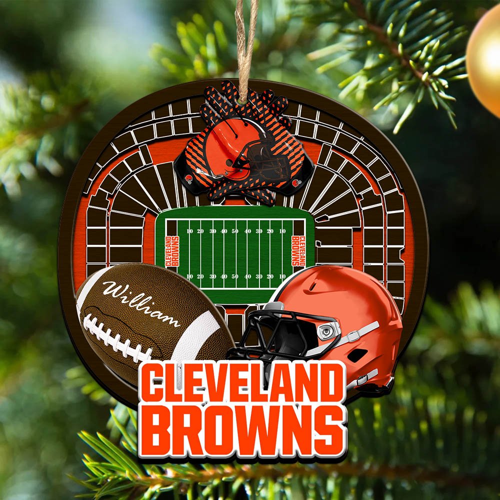 Cleveland Browns 2 Layered Wooden Ornament 2024 Version Personalized Your Name, Sport Stadium Ornament, Sport Gifts ETHY-52116
