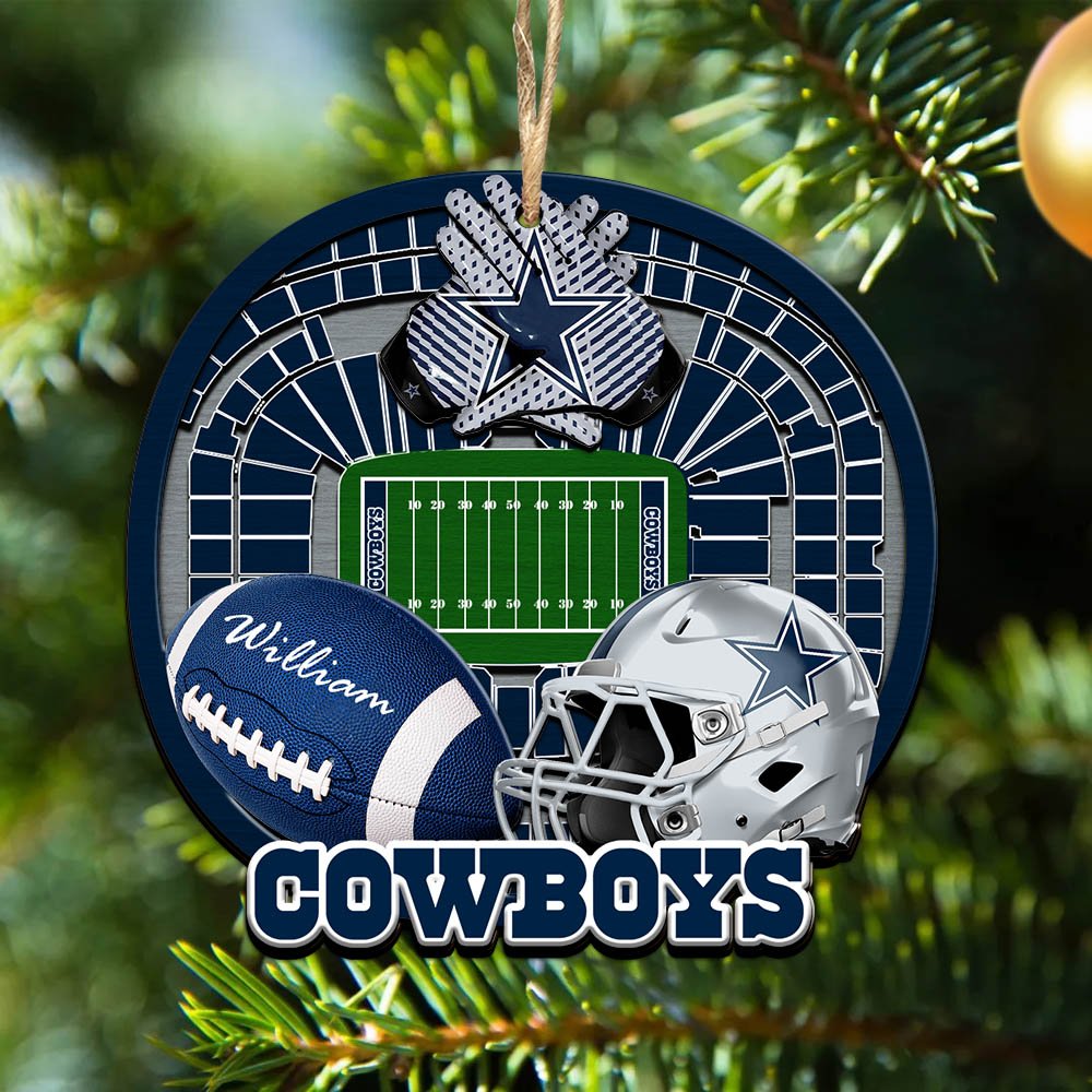Dallas Cowboys 2 Layered Wooden Ornament 2024 Version Personalized Your Name, Sport Stadium Ornament, Sport Gifts ETHY-52116