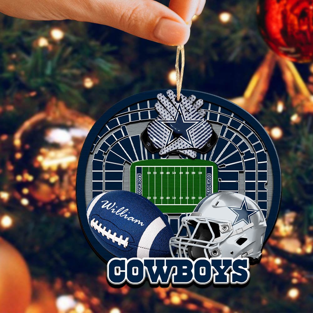 Alternative view of Dallas Cowboys 2 Layered Wooden Ornament 2024 Version Personalized Your Name, Sport Stadium Ornament, Sport Gifts ETHY-52116