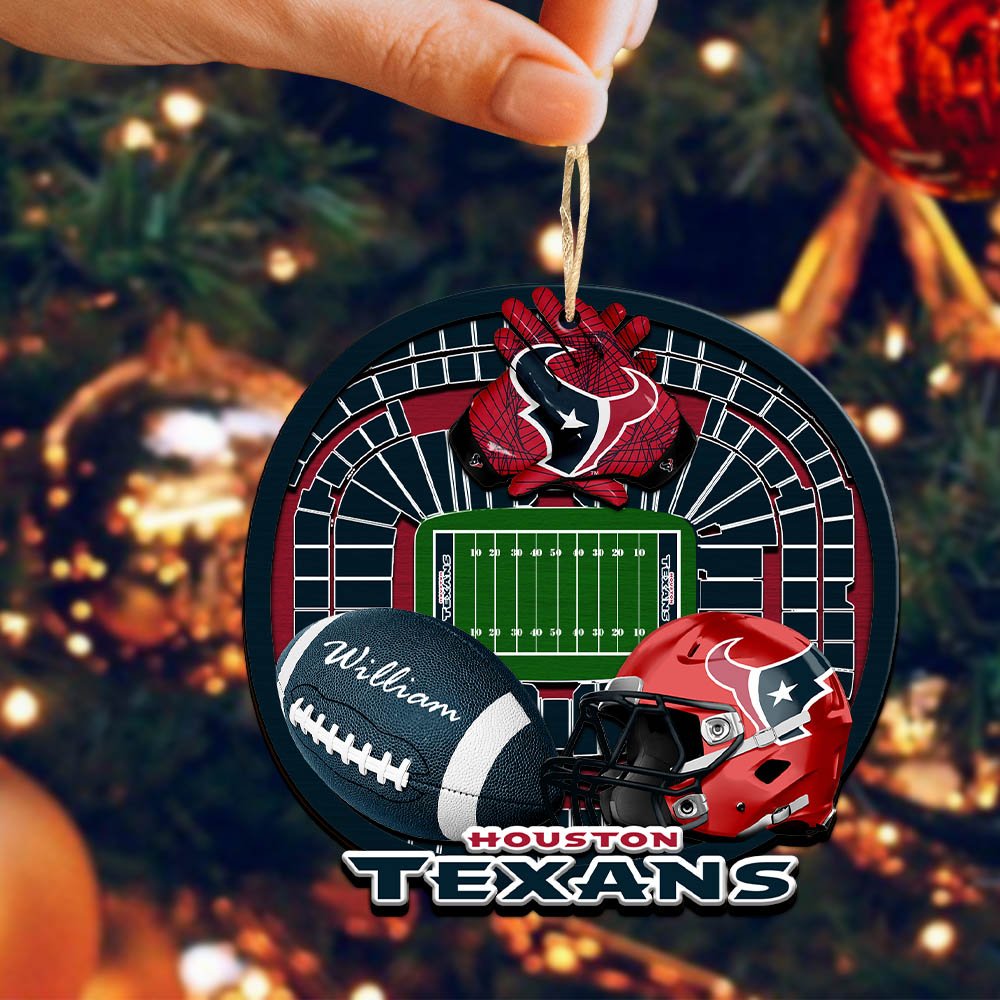 Alternative view of Houston Texans 2 Layered Wooden Ornament 2024 Version Personalized Your Name, Sport Stadium Ornament, Sport Gifts ETHY-52116