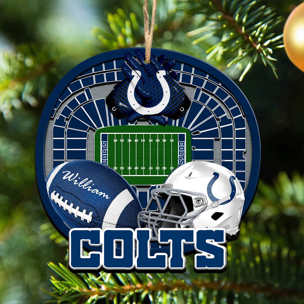 Indianapolis Colts 2 Layered Wooden Ornament 2024 Version Personalized Your Name, Sport Stadium Ornament, Sport Gifts ETHY-52116