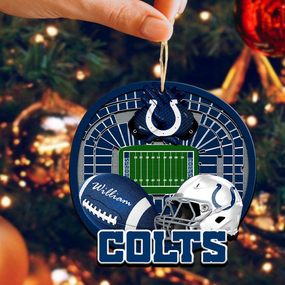 Alternative view of Indianapolis Colts 2 Layered Wooden Ornament 2024 Version Personalized Your Name, Sport Stadium Ornament, Sport Gifts ETHY-52116