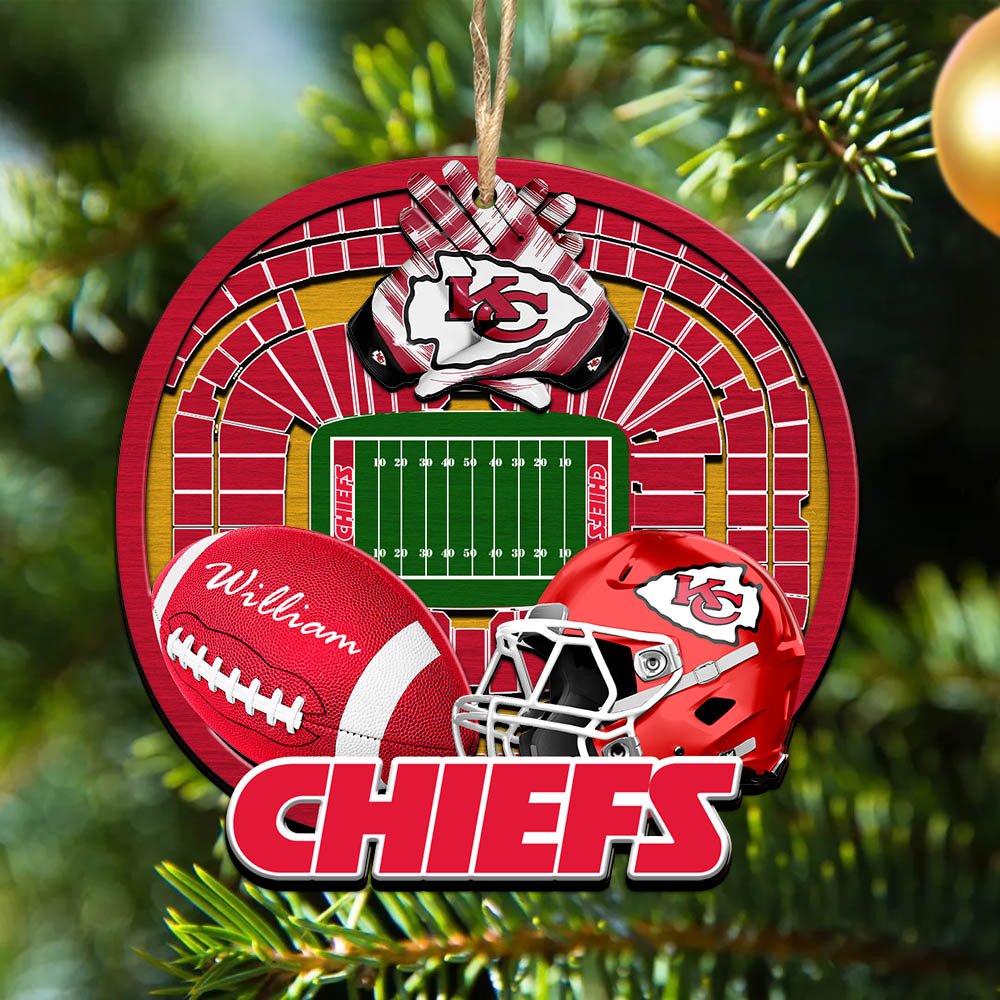 Kansas City Chiefs 2 Layered Wooden Ornament 2024 Version Personalized Your Name, Sport Stadium Ornament, Sport Gifts ETHY-52116