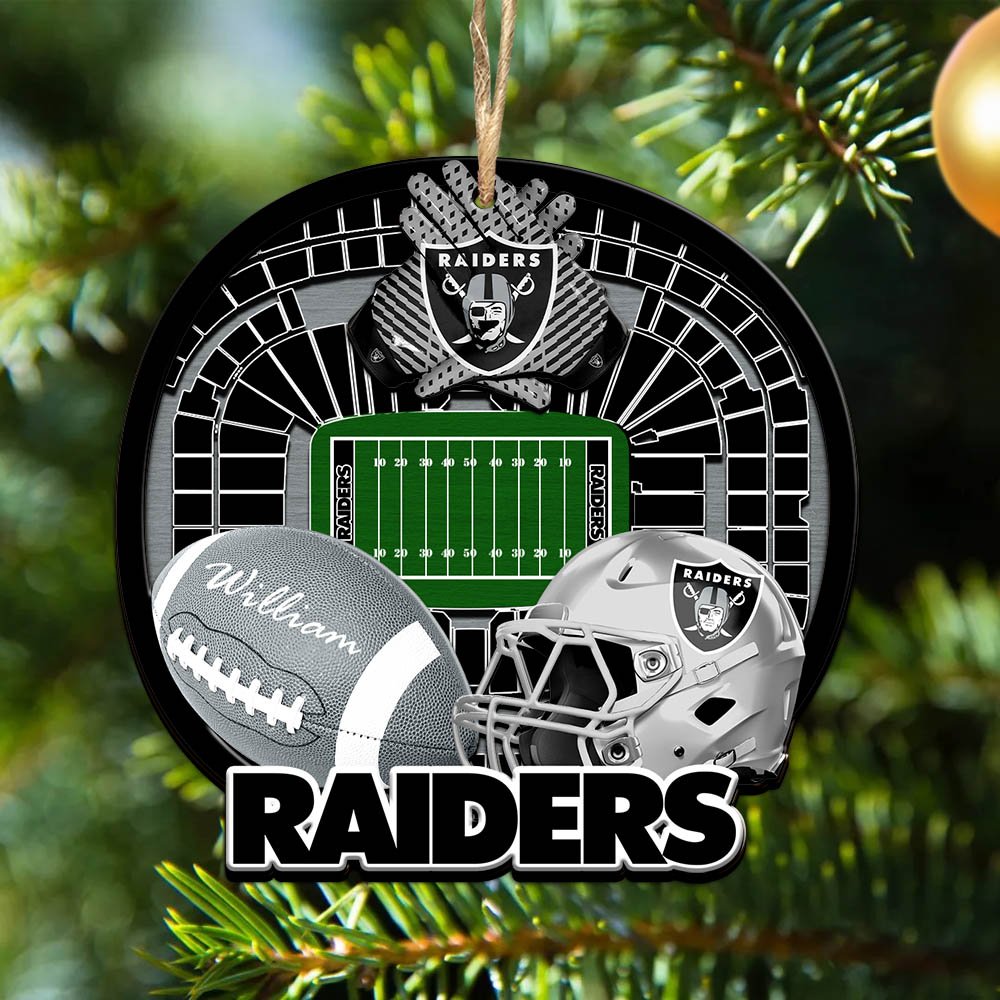 Las Vegas Raiders 2 Layered Wooden Ornament 2024 Version Personalized Your Name, Sport Stadium Ornament, Sport Gifts ETHY-52116