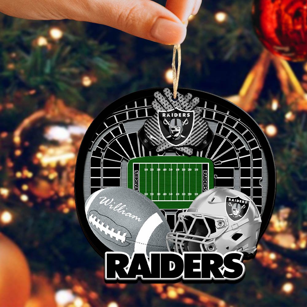 Alternative view of Las Vegas Raiders 2 Layered Wooden Ornament 2024 Version Personalized Your Name, Sport Stadium Ornament, Sport Gifts ETHY-52116