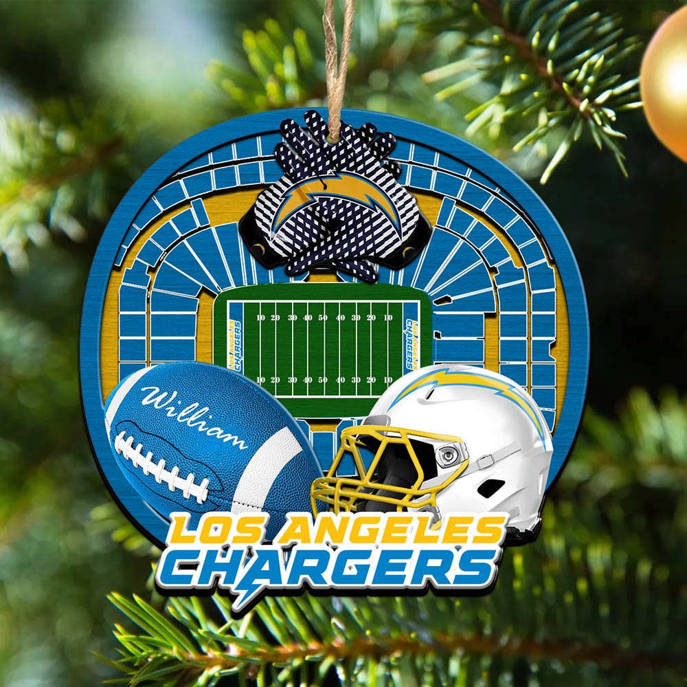 Los Angeles Chargers 2 Layered Wooden Ornament 2024 Version Personalized Your Name, Sport Stadium Ornament, Sport Gifts ETHY-52116