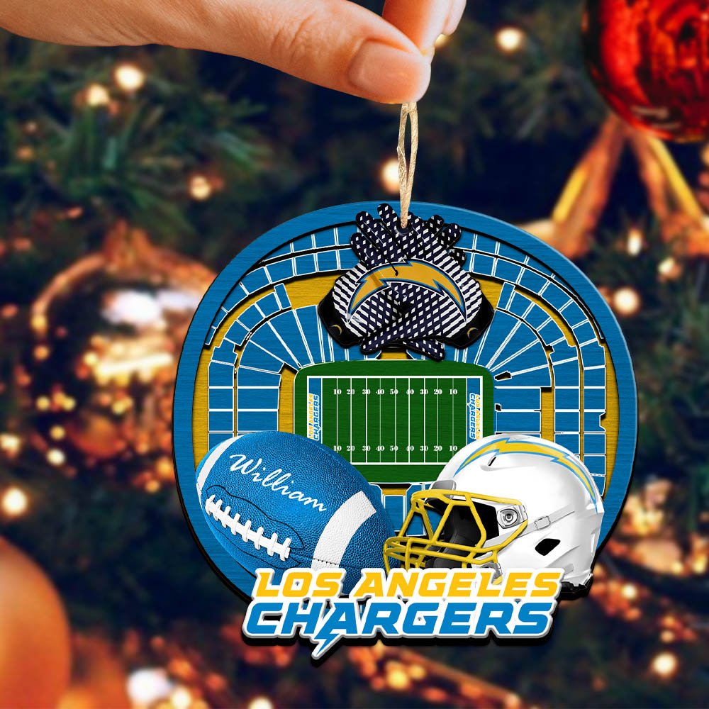 Alternative view of Los Angeles Chargers 2 Layered Wooden Ornament 2024 Version Personalized Your Name, Sport Stadium Ornament, Sport Gifts ETHY-52116