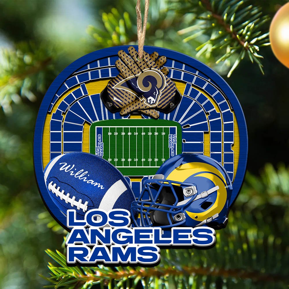 Los Angeles Rams 2 Layered Wooden Ornament 2024 Version Personalized Your Name, Sport Stadium Ornament, Sport Gifts ETHY-52116