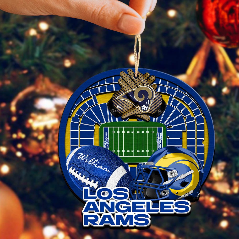 Alternative view of Los Angeles Rams 2 Layered Wooden Ornament 2024 Version Personalized Your Name, Sport Stadium Ornament, Sport Gifts ETHY-52116