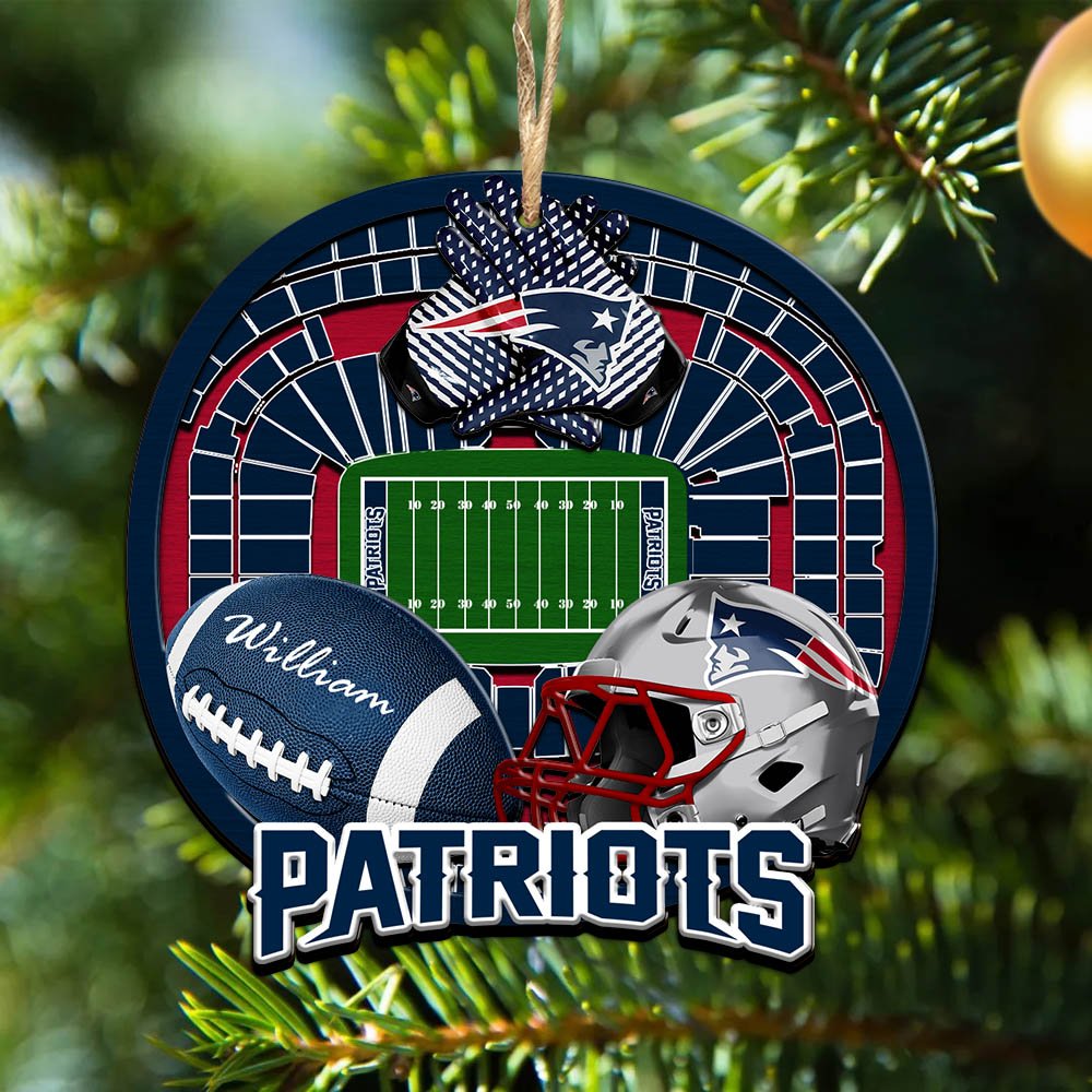 New England Patriots 2 Layered Wooden Ornament 2024 Version Personalized Your Name, Sport Stadium Ornament, Sport Gifts ETHY-52116